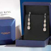 Gem Stone King 3-Stone Leverback Drop Dangle Earrings Women |   925 Sterling Silver |   Gemstone Birthstone |   Oval 8X6MM 7X5MM And 6X4MM |   Fine Jewelry Gifts Her Mom Women Wife - 摩根石,十月 - 查看 5