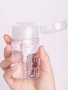 粉色蝴蝶结透明PET材质可重复灌装旅行卸妆瓶，配有3.38盎司/6.76盎司便携式按压泵，适用于卸甲油、爽肤水和卸妆液，圆顶设计，仅限手洗，可重复使用卸妆瓶 - 彩色 - 查看 4