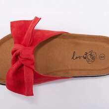 Womens Slip On Flip Flops Ring Toe Strappy Summer Gladiator Flat Sandals - Red - View 6