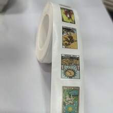 500张/卷 卡通塔罗牌贴纸（1英寸标签/每卷10种图案）卡通美学贴纸卷 自粘封口 剪贴簿卡片 信封 手工制作、杯子、计划本、礼品、派对用品 - 彩色 - 查看 3