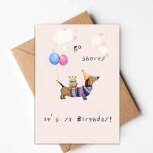 1pc Fun Dachshund Birthday Cards - Dachshund Designed For All Ages - Cartoon Animal Greetings, Greeting Cards With Brown Paper Envelopes - Grey - View 2