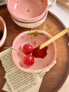 1pc/2pcs/4pcs/6pcs Creative Strawberry Ceramic Dipping Sauce Dish, Cute Serving Plate For Condiments, Snacks, Appetizers, Home Use