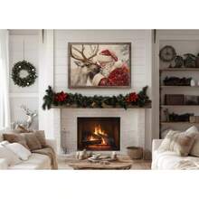 1pc Retro Santa Wall Art Vintage Santa Reindeer Print Wall Art Canvas Painting For Living Room Home Decor No Frame