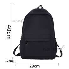NetHong New Casual Large Capacity Backpack Fashion Solid Color Simple School Bag Outdoor Travel Laptop Rucksack UK - Black - View 7