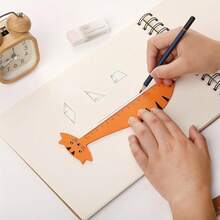 5 件动物形状尺子 - 熊猫、长颈鹿、鲨鱼、狗和猫图案 - 亚克力材质 - 彩色 - 查看 13