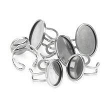 2pcs/Pack Stainless Steel Bezel Setting Rings, Hypoallergenic Rust-Proof DIY Jewelry Ring Base