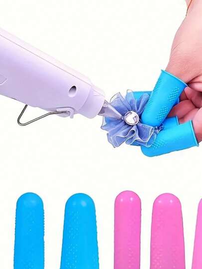 3/5 件硅胶指套、硅胶手指保护套、热熔胶枪手指保护套、耐磨手指保护套、劳保手套、防烫防滑指尖保护套、计数指套、超厚热胶手套、DIY 工艺品和缝纫