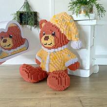 Briques mignonnes de l'ours chanteur principal, ours en pyjama, ours batteur, ours bassiste, ensemble de blocs de construction de la série ours, idéal pour les cadeaux de Noël, Halloween, Thanksgiving, Pâques, Saint-Valentin, anniversaire