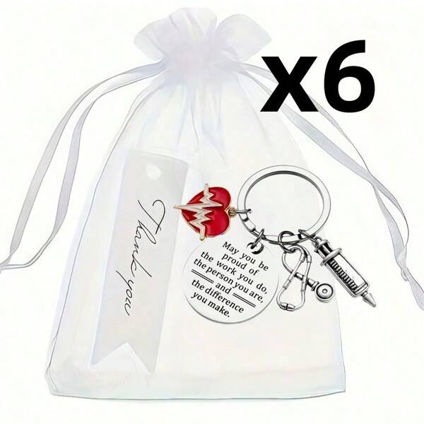 Conjunto de 6 kits com 18 peças para presentear enfermeiras, incluindo 12 chaveiros, 12 saquinhos de organza e 12 cartões de agradecimento. Ideal para presentear enfermeiras no Halloween, Dia dos Professores, Dia dos Professores, Dia dos Professores, Dia dos Professores, Dia dos Professores, Dia dos Namorados, Dia dos Professores, Dia dos Professores, Dia dos Namorados, Dia dos Professores, Dia dos Namorados, Dia dos Amigos e Irmãs.