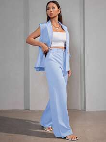MODA MO, REF: AS-1347 Women's Casual Suit Vest | Elegant Tailored Set | Sophisticated Look | Women's 2-Piece Blazer | Refined Style | Versatile For Casual Or Formal Occasions | Size S, M, L | High Quality | Comfort And Style - 淺藍色 - 查看 1