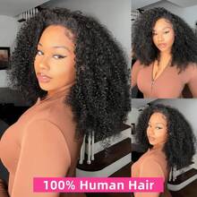 28 INCH Half Wig Human Hair Water Wave Human Hair Glueless Wigs Clip Ins Flip Over Wear Go Wig Invisible Hairline Beginner Friendly - Natural Black - 查看 7