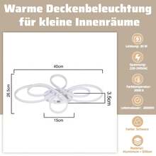 homefire 1/2ER Ceiling Lamp LED Ceiling Light Living Room 30W 40cm Kitchen Lamp Ceiling In White Living Room Lamp Modern Design Warm White 3000K Bedroom Lamp Ceiling Lighting For Bedroom Hallway Kitchen - 40cm-3000k - 查看 4