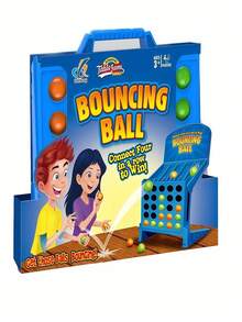 [Interactive Bouncing Ball Game] Interactive Bouncing Ball Board Game For Family Fun | Strategy Tabletop Game, Enhances Logic Skills For Kids, Exciting Group Play, Durable Plastic, Mixed Colors, Win By Aligning Four Balls - Multicolor - View 7