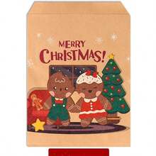 10pcs Christmas Candy Paper Bags, Christmas Tree & Santa Claus Kraft Paper Bags, Holiday Party Snack Gift Packaging Bags Christmas Christmas Decorations Christmas Pajamas Christmas Gifts Christmas Decor