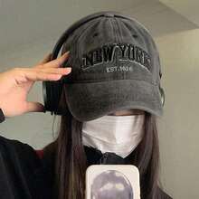 1 件男女通用刺绣“NEW YORK”水洗棒球帽，可调节休闲防晒棒球帽 - 彩色 - 查看 2
