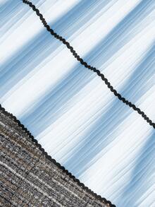 Girls' Sleeveless Camisole Dress, Casual Sweet Apricot Patchwork Black Lace Strap Dress, Summer Vacation A-Line Dress - Blue - View 5