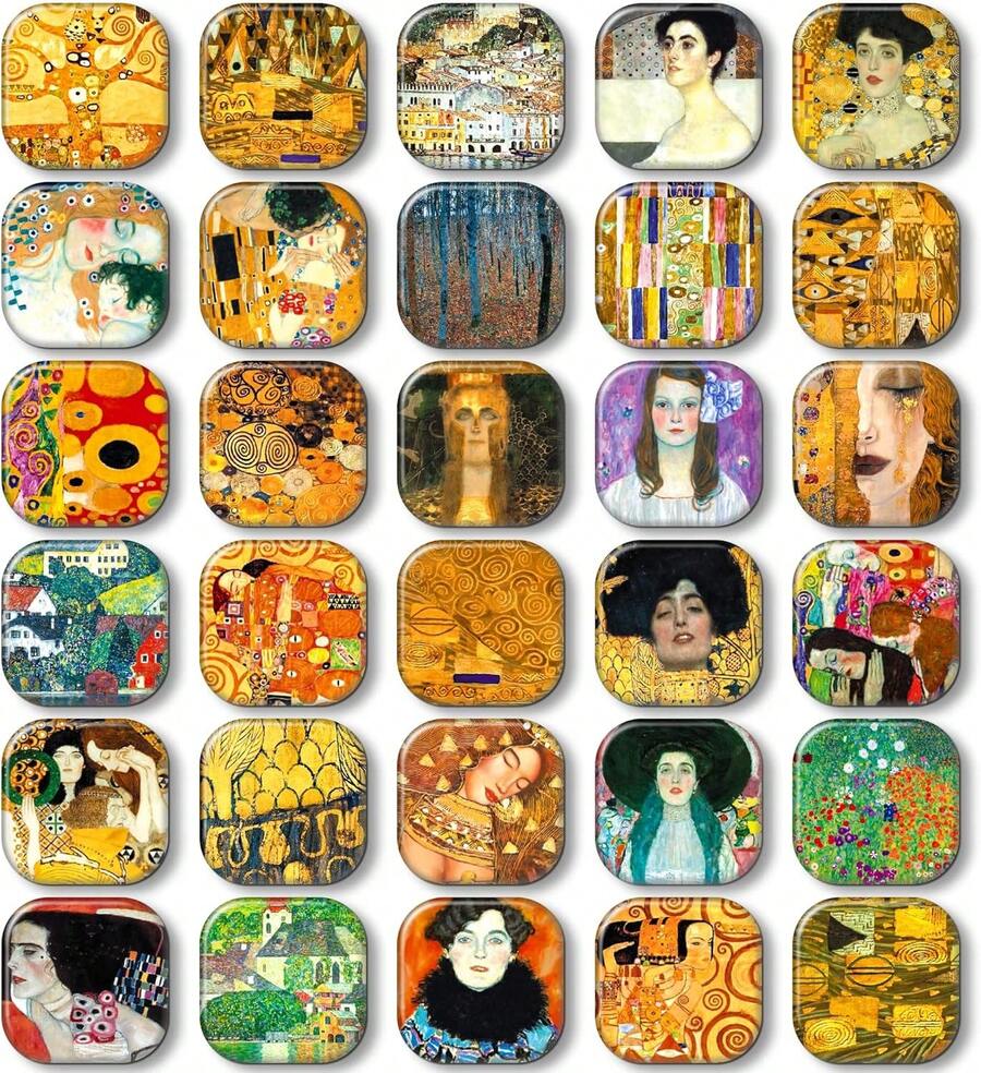 (Fast Shipping Free Shipping) MORCART 30Pack Art Decorative Fridge Magnets Cute Refrigerator Magnets For Locker Whiteboard School Office And Kitchen (Vangogh) - Klimt - View 1