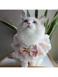 Obroża dla kota z koronką, ręcznik do śliny dla psa, obroża dla kota i psa, brytyjska krótka obroża dla lalek, pasterski sprzęt dla zwierząt, Boże Narodzenie, ozdoby świąteczne