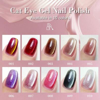  Sơn móng tay gel mắt mèo LIMEGIRL, 10 màu lấp lấp lánh xanh lá cây, đỏ, tím, xanh dương, bộ sơn móng tay gel lấp lánh dòng Galaxy, có thể tháo rời, đèn LED, quà tặng tự làm móng tại salon.