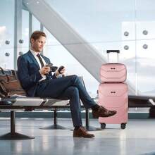 YOUGGELI 2 Piece Luggage Set – Carry On Spinner Suitcases With Cup Holder, USB Port & Phone Holder, Lightweight Hardshell Travel Luggage For Business, Vacation & Weekend Trips - 玫瑰金 - 查看 8