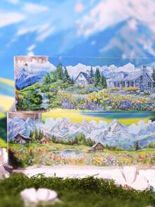 1 Roll Small Town Landscape & House PET Decorative Tape, Suitable For Scrapbooking, DIY, Photo Album, Planner - Multicolor - View 11