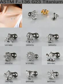 1 Stück F136 Titan Dermal Anker Krone Blume Blatt Dreieck Micro Dermal Anker Taucher Implantate Schmuck Körper Piercing Zirkonia Flach Rücken Cluster Verstecken im Gesicht Schlüsselbein Haut 14G Piercing Schmuck Sexy Unisex