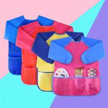 Kinder wasserdichte und schmutzabweisende Überzüge, langärmelige Malschürzen und Kindergarten-Lätzchen-Zubehör, Malschürze für Kinder, Kleinkind-Malschürze, wasserdichte langärmelige Kinder-Malschürze mit 3 Taschen für Kinder