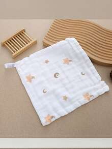 paquete de 5 piezas y paquete de 3 piezas de baberos para bebé con patrones de dibujos animados aleatorios, pañuelos de algodón puro súper suaves para recién nacidos, toallas faciales para bebés, suministros para bebés toallas de gasa