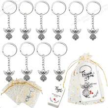 1pc/30pcs Silver Angel Pendant Keychain Gift, Baptism Party Favor, Comes With Moon & Star Organza Bag & Thank You Tag, Great Gift
