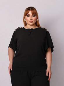 Plus Size Women Tops - màu đen - Xem 1