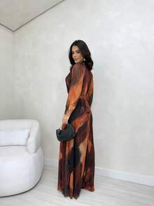 Macacao Feminino Acinturado Barra Larga Forrado Manga Longa