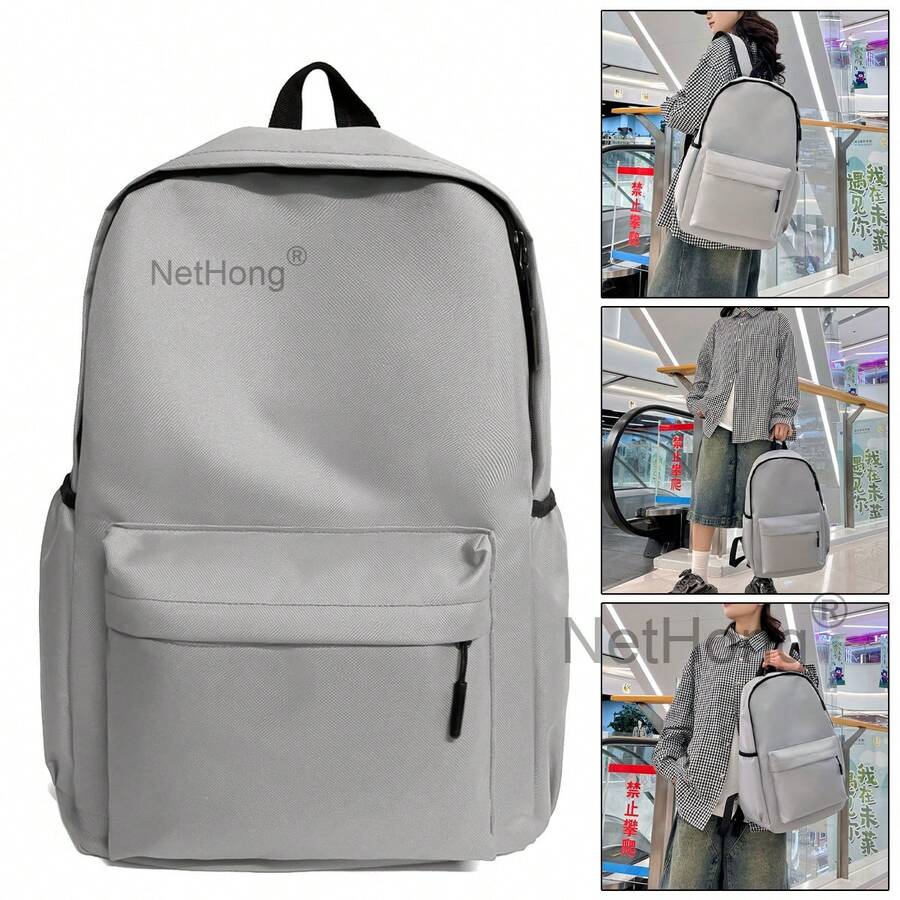 NetHong New Simple Large Capacity Backpack Outdoor Travel School Bag Laptop Backpack UK - Grey - View 1