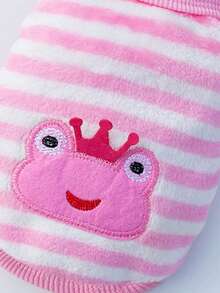 卡通法兰绒保暖狗狗衣服小狗泰迪猫背心，红色 - 粉色 - 查看 5