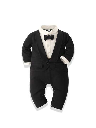 Baby Boy 1st Birthday Formal Outfit, Gentleman Style Romper For Infant, Suitable For Parties & Occasions, All Seasons