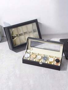 10/6/3 Ranuras Caja de almacenamiento de relojes Día de San Valentín, Caja organizadora de almacenamiento de relojes, Caja de exhibición, Caja de almacenamiento de joyas Día de San Valentín, Día de la Madre, Caja de relojes de PU de gran capacidad, Caja de exhibición de relojes y caja de almacenamiento de joyas - Multicolor - Ver 6