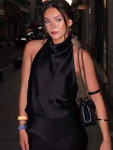 Halter Top Women Tanks & Camis Satin Sleeveless Top Female Y2k Vest Summer Cute Street Style Yellow Backless Ladies Camisole