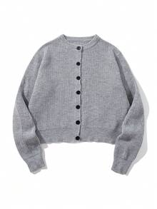 Spring Autumn Winter New Women's Minimalist Solid Color Pique Textured Casual Loose Commute Lazy Comfortable Versatile Long Cardigan Sweater Knitwear - Grey - View 10