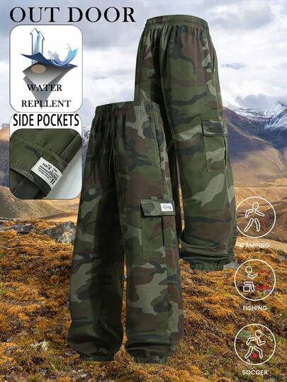 New Autumn Camouflage Cargo Pants, Loose Fit Ankle-Tied Casual Trousers For Men, Outdoor Sports Spring
