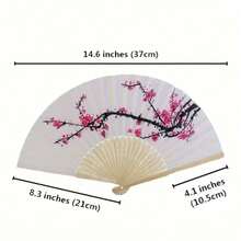 6pcs/Set Plum Blossom Dance Folding Fan For Women, Summer Style, Japanese Ancient Costume, Retro Classical Design, Suitable For Makeup, Stage, Photography