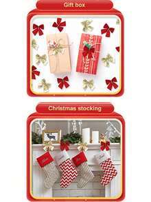 12-36pcs Mini Christmas Tree Ornament With Bow Red And Gold Ribbon Bow Mini Bow Used For Christmas Wreath Tree New Year Decoration, Wedding Party Home Decoration, Wreath Hanging Decoration