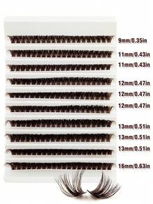 200片D型卷翘浓密棕色单根假睫毛，80D卷度，9-16毫米混合长度，蓬松自然，柔软轻盈，DIY睫毛嫁接，适合日常、派对、音乐节等场合，可重复使用，打造精致妆容 - D - 查看 5
