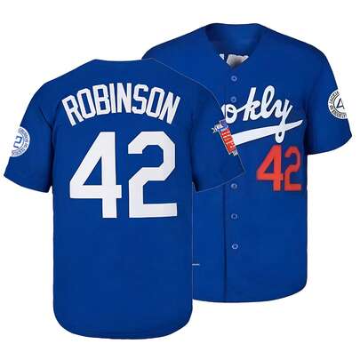 ST John's Shamrocks Jackie Robinson #42 Legend Men Blue Baseball Jersey,Exquisite Embroidery Vintage Sweatshirt, Professional Game Baseball Shirt
