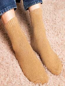 3 Pairs Random Color Unisex Warm Socks, Comfortable Thick Warm Socks For Winter, Christmas Gift For Grandparents And Parents