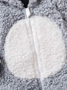 1pc Newborn Baby Boy Cute Cartoon Hooded Long Sleeve Zip-Up Romper, Soft & Comfortable Outfit