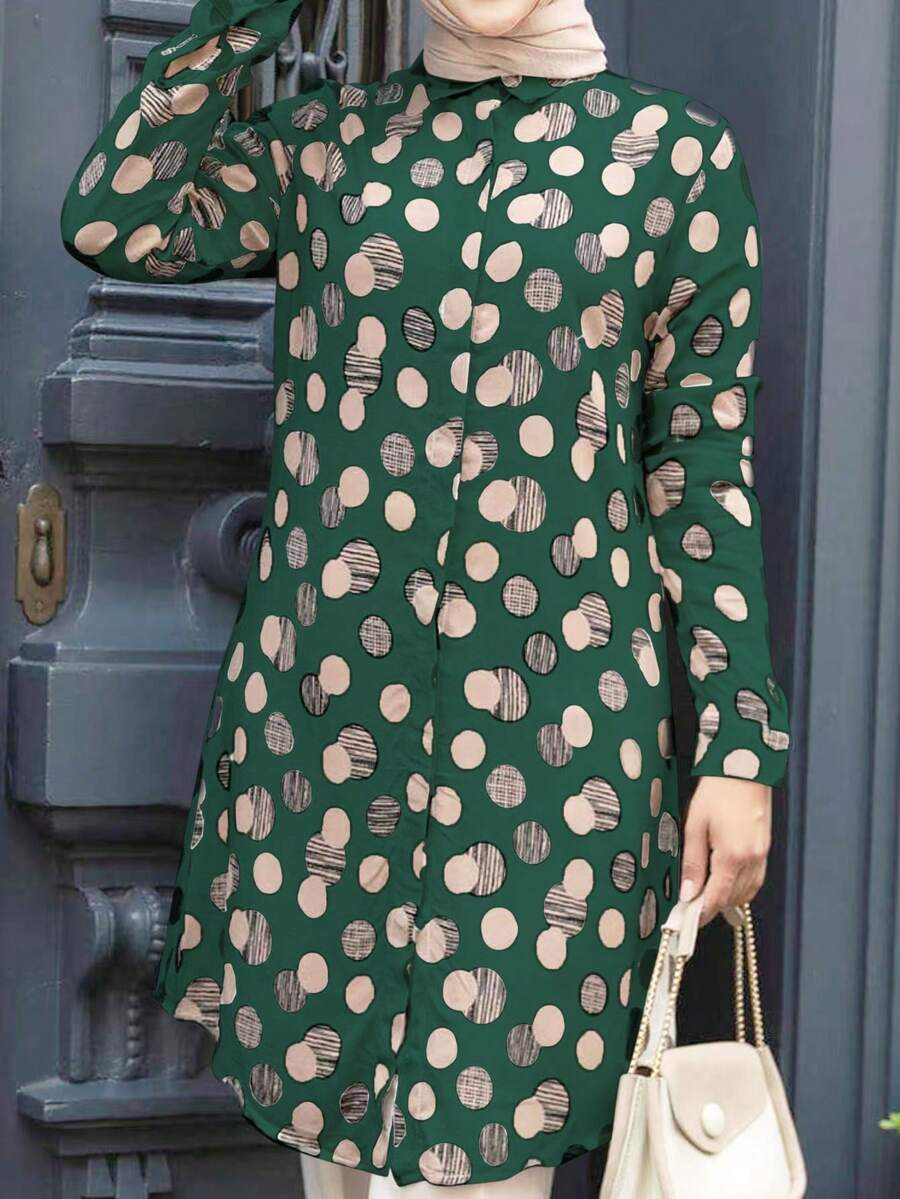 Women's Casual Polka Dot Print Arabic Style Top