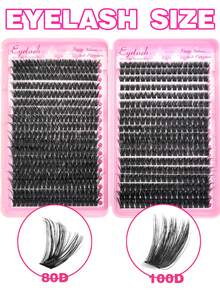 720片假睫毛套装，单簇假睫毛，D卷度，9-16毫米，DIY手工假睫毛，自然浓密卷翘，柔软厚实，可选长度：30D/40D/40D/80D/80D/100D，超轻盈，0.07毫米仿貂毛，单簇设计，适合日常佩戴、派对及各种场合，必备化妆工具 - 黑色 - 查看 6