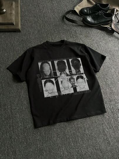 Men's New Hip Hop Fashion Letter Print T-Shirt