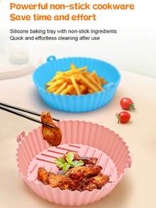 1pc Air Fryer Accessories, Non-Stick Baking Mat, Reusable Air Fryer Silicone Liner, Suitable For Oven, Microwave, Cake Mold, Large Size - Multicolor - View 2