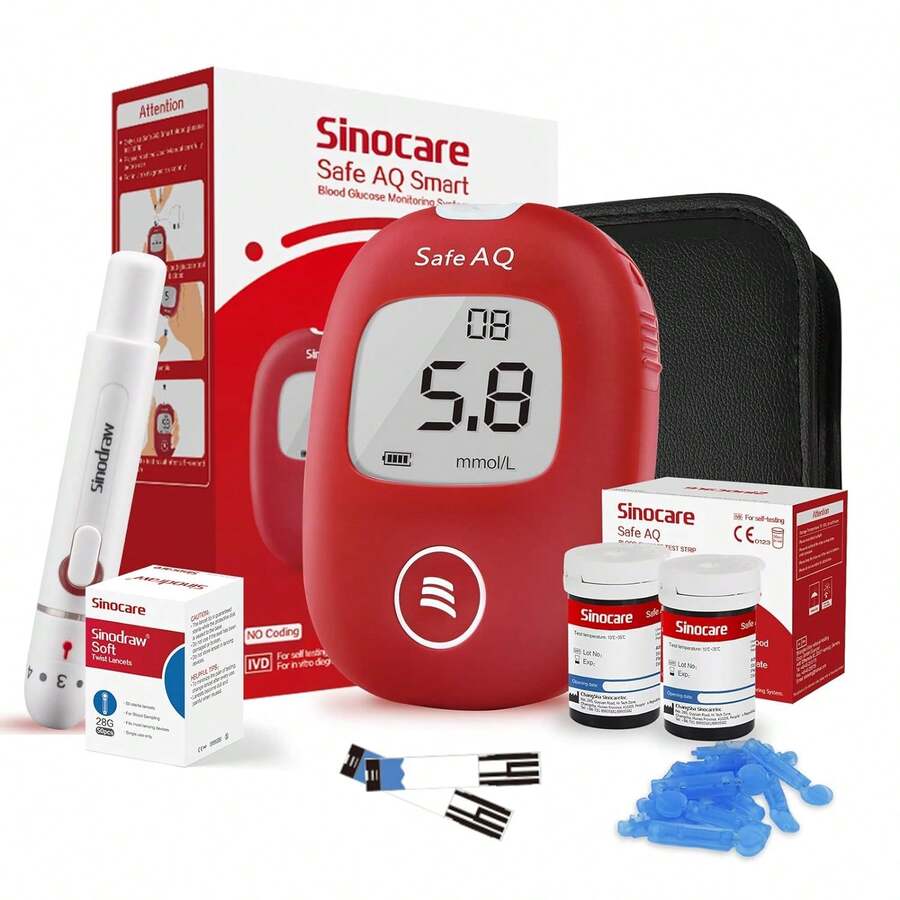 AQ Smart Blood Glucose Monitor Fullset In Mmol/L With 100 Test Strips - KIT With 100 Strips - View 1