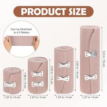 4种米色弹力绷带，运动压缩绷带，适用于手腕、手臂、小腿、脚踝和脚部，健身配件，运动绷带，运动胶带 - 杏色 - 查看 3